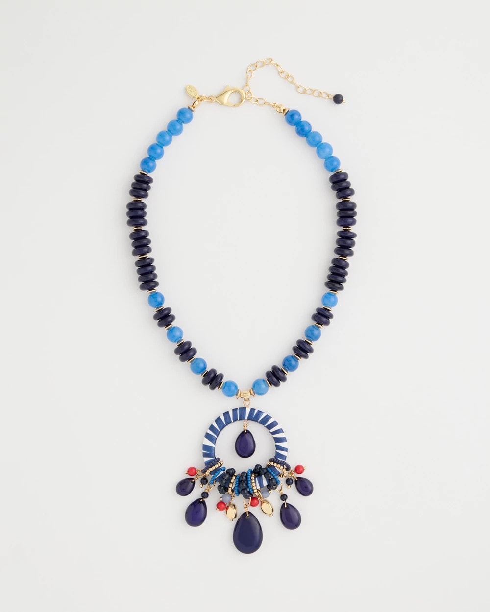 Chico's Americana Mixed Media Pendant Necklace Multi