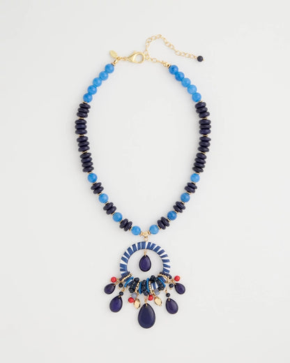 Chico's Americana Mixed Media Pendant Necklace Multi
