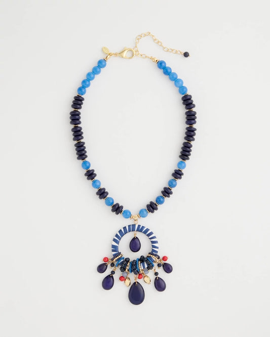 Chico's Americana Mixed Media Pendant Necklace Multi