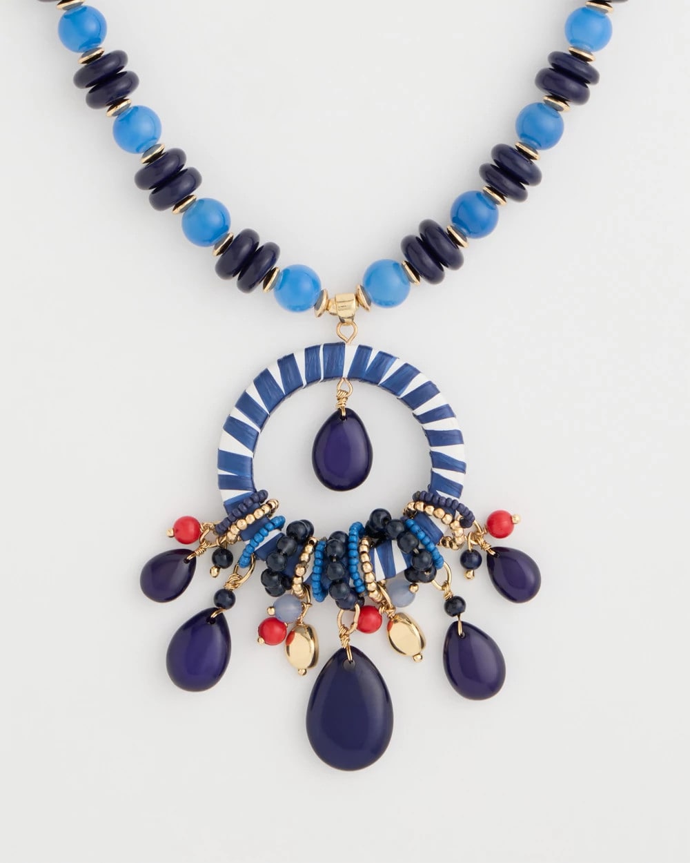 Chico's Americana Mixed Media Pendant Necklace Multi