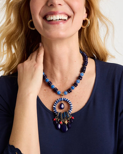 Chico's Americana Mixed Media Pendant Necklace Multi