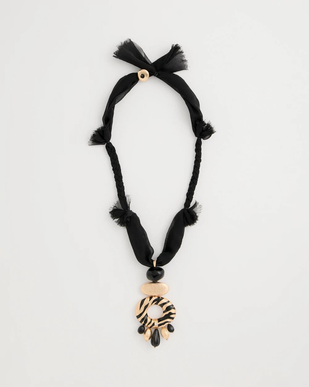 Chico's Tiger Pendant Necklace Black/Gold