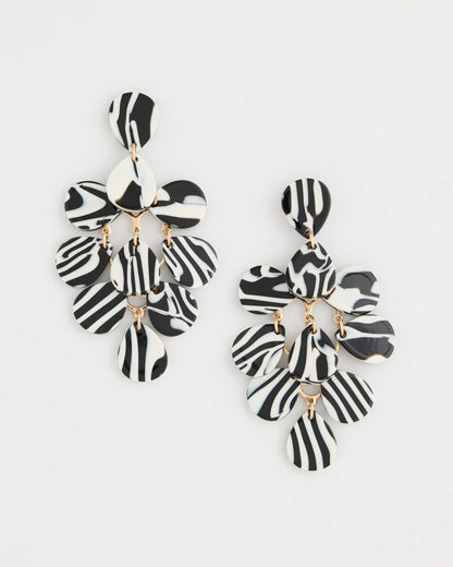 Chico's Chic Chandelier Earrings Black/White