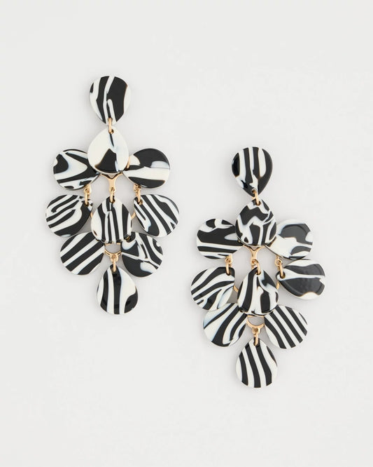 Chico's Chic Chandelier Earrings Black/White