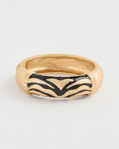 Chico's Tiger Hinge Cuff Bracelet Black/Gold