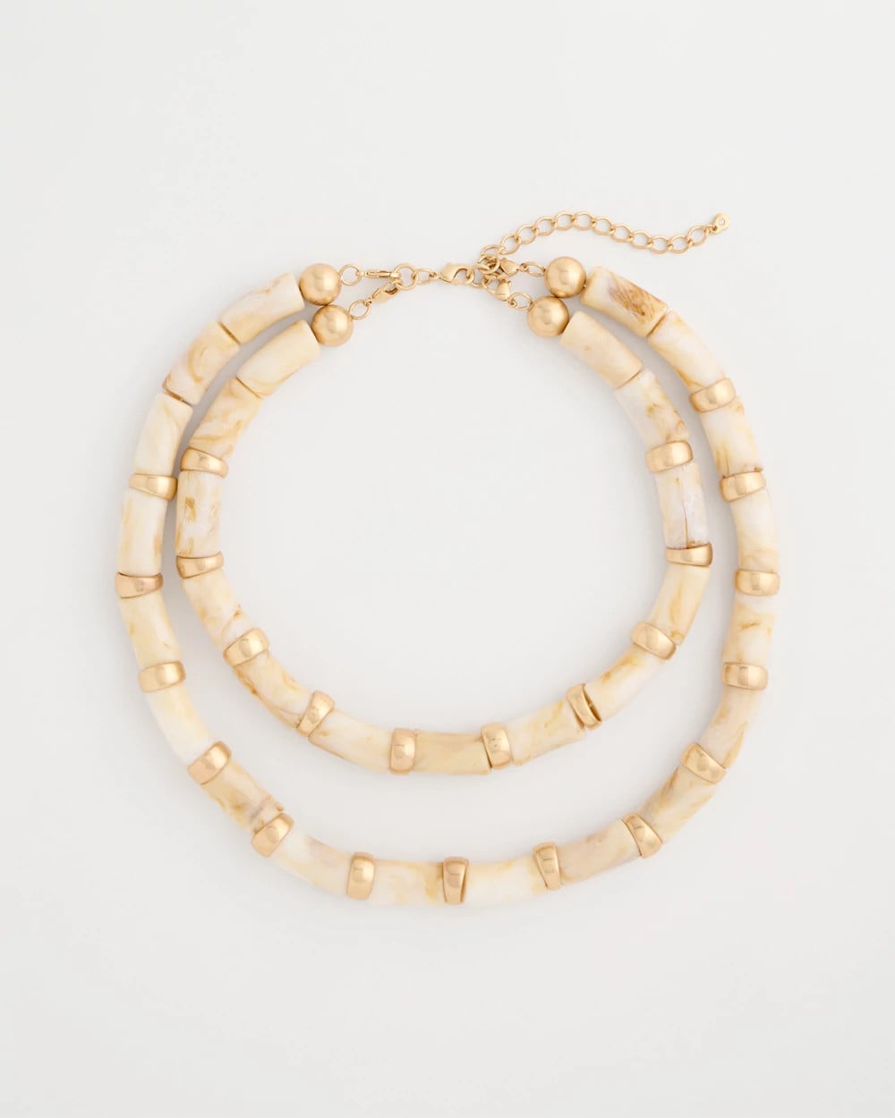 Chico's White Beaded Double-Strand Necklace White
