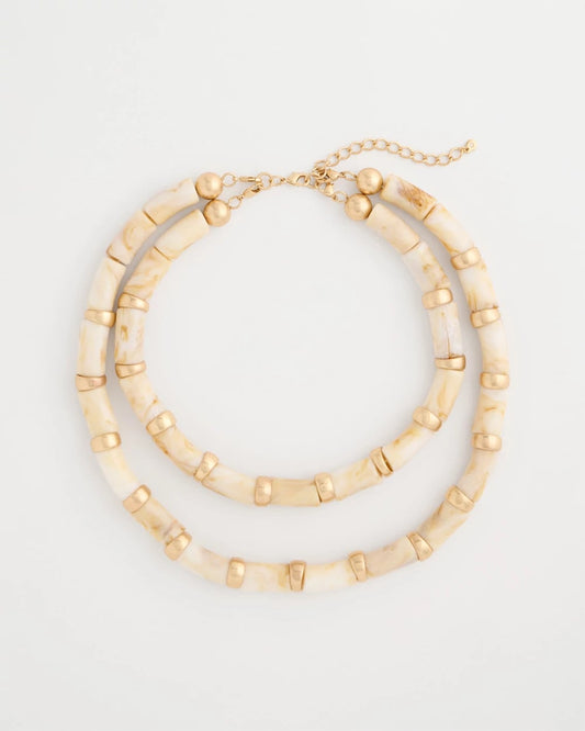 Chico's White Beaded Double-Strand Necklace White