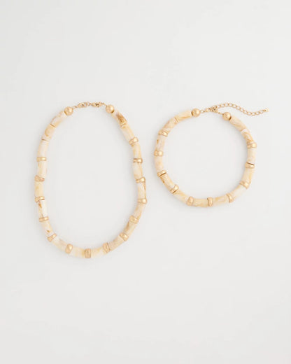 Chico's White Beaded Double-Strand Necklace White