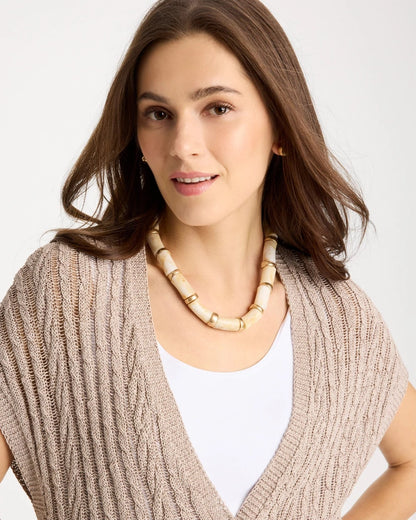 Chico's White Beaded Double-Strand Necklace White