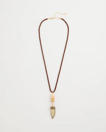 Chico's Tooth Pendant Corded Necklace Neutral