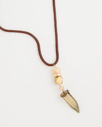 Chico's Tooth Pendant Corded Necklace Neutral