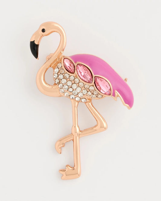 Chico's Faux Pink Diamond Flamingo Brooch Pink