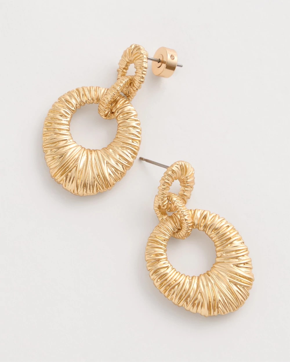 Chico's Crinkle Goldtone Doorknocker Earrings Gold