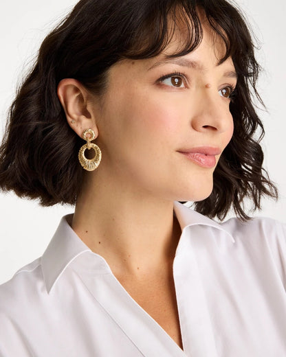 Chico's Crinkle Goldtone Doorknocker Earrings Gold