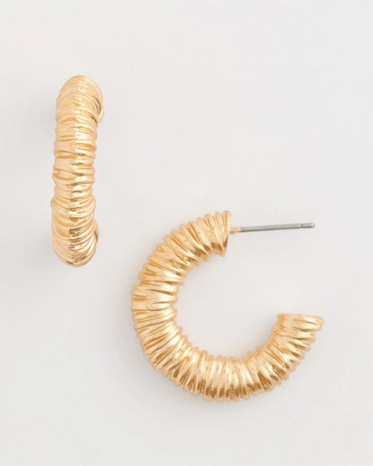 Chico's Crinkle Goldtone Hoop Earrings Gold