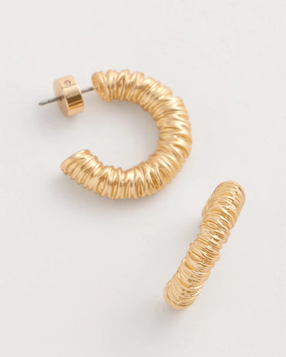 Chico's Crinkle Goldtone Hoop Earrings Gold