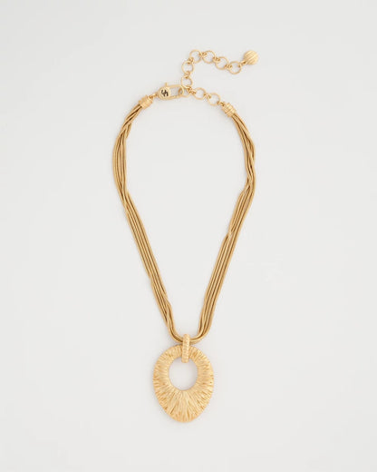 Chico's Crinkle Goldtone Pendant Necklace Gold