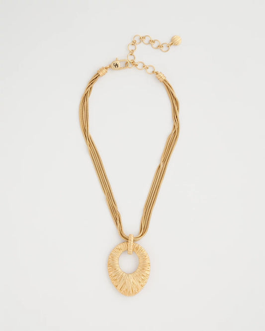 Chico's Crinkle Goldtone Pendant Necklace Gold
