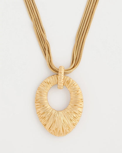 Chico's Crinkle Goldtone Pendant Necklace Gold