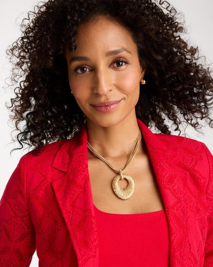 Chico's Crinkle Goldtone Pendant Necklace Gold