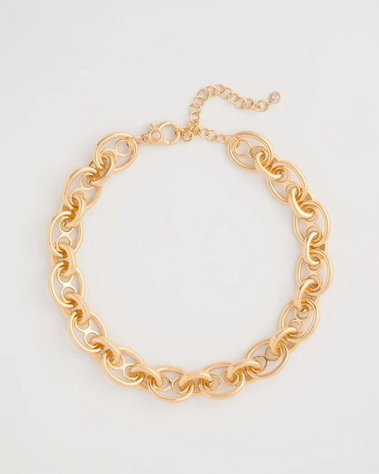 Chico's Mariner Goldtone Link Necklace Gold