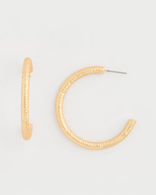 Chico's Goldtone Textured Hoop Earrings Gold
