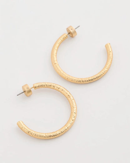 Chico's Goldtone Textured Hoop Earrings Gold