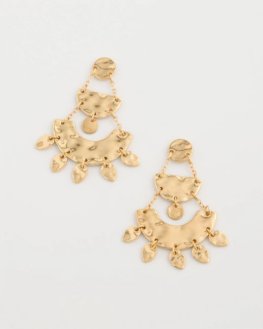 Chico's Hammered Chandelier Earrings Gold