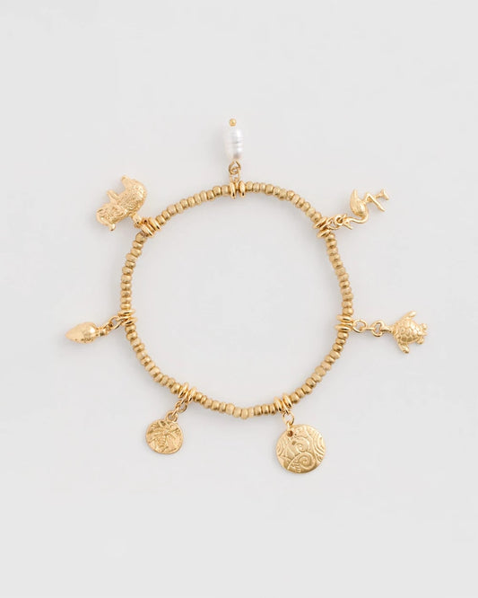 Chico's Goldtone Stretch Charm Bracelet Gold