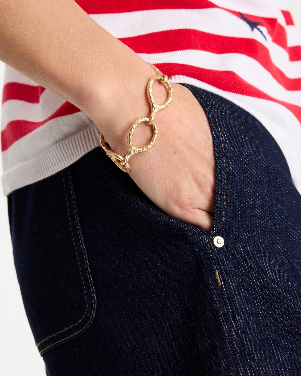 Chico's Goldtone Open Link Toggle Bracelet Gold