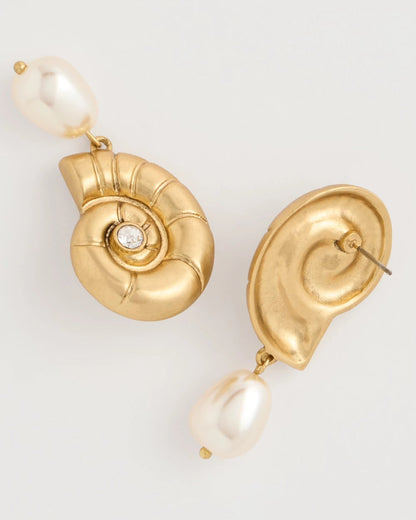 Chico's Goldtone Spiral Shell Earrings Gold