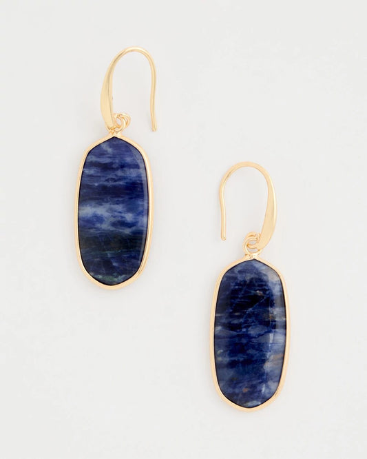 Chico's Genuine Lapis Lazuli Stone Drop Earrings Navy