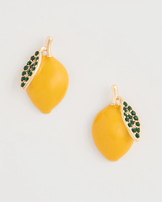 Chico's Luxurious Lemon Stud Earrings Yellow