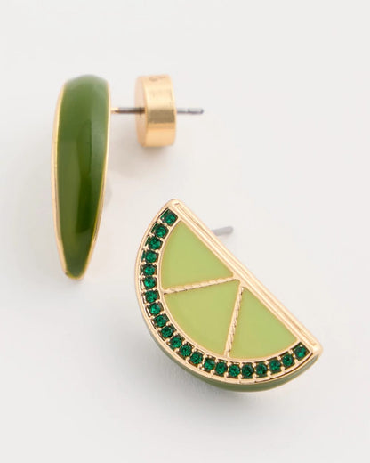 Chico's Luxurious Lime Stud Earrings Green