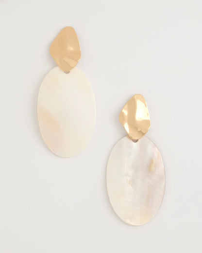 Chico's Shell Oval Drop Earrings Neutral