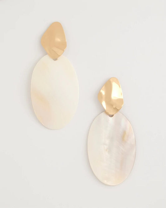 Chico's Shell Oval Drop Earrings Neutral