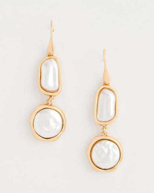 Chico's Siren Faux Pearl Drop Earrings Pearl