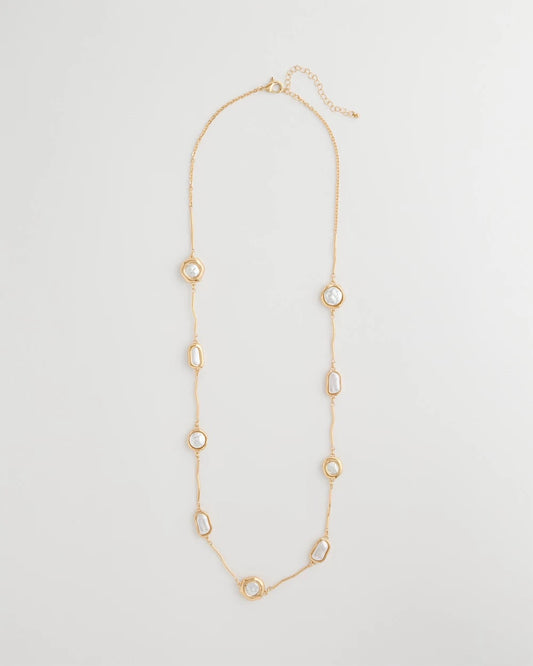 Chico's Siren Faux Pearl Long Necklace Pearl