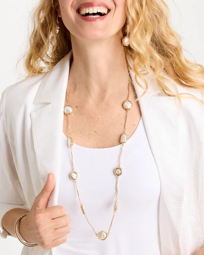 Chico's Siren Faux Pearl Long Necklace Pearl