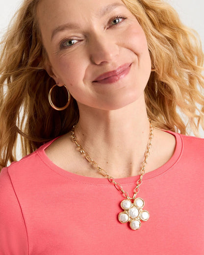 Chico's Siren Faux Pearl Pendant Necklace Pearl
