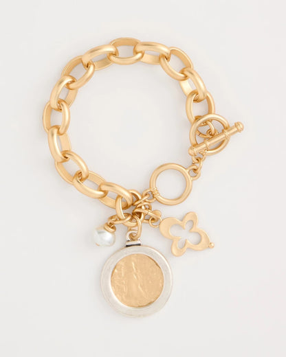 Chico's Toggle Bar Charm Bracelet Gold