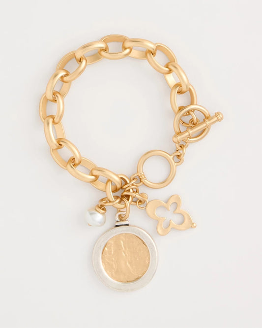 Chico's Toggle Bar Charm Bracelet Gold