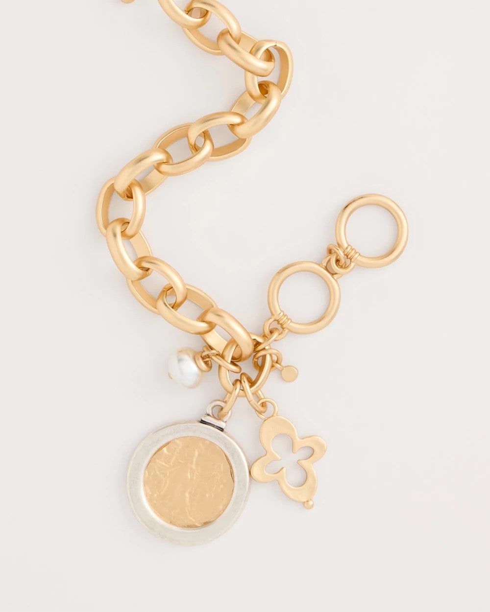 Chico's Toggle Bar Charm Bracelet Gold