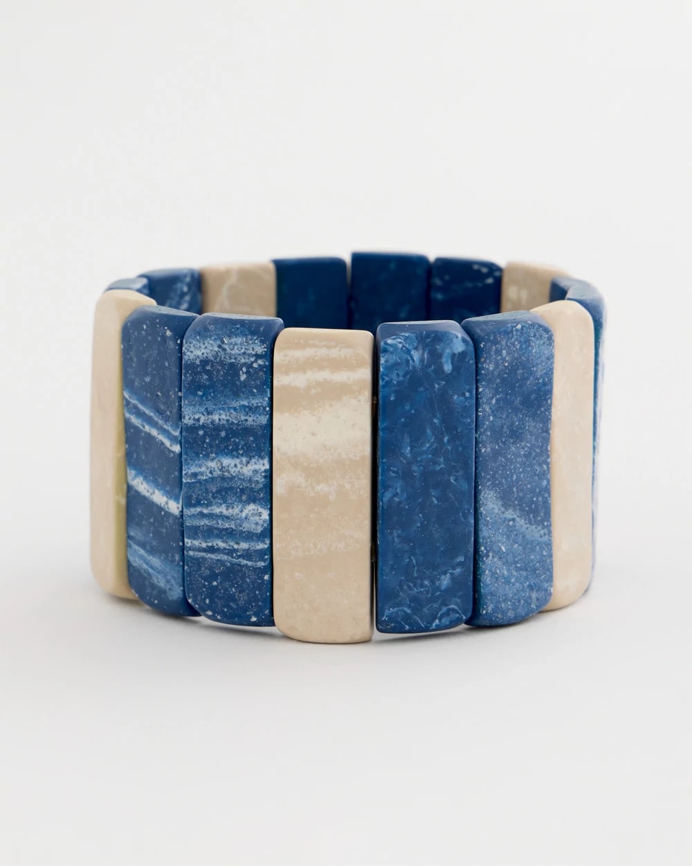 Chico's Blue-Neutral Wood Stretch Bracelet Blue Multi