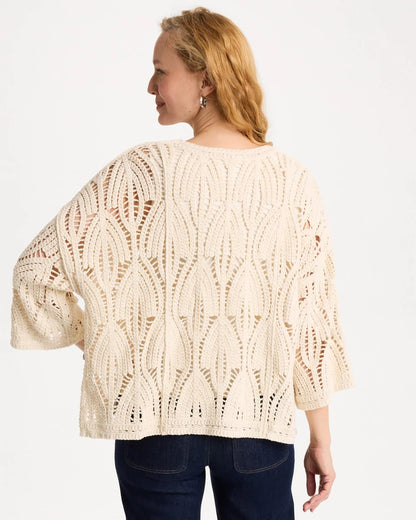 Chico's Cotton Crochet Kimono Neutral
