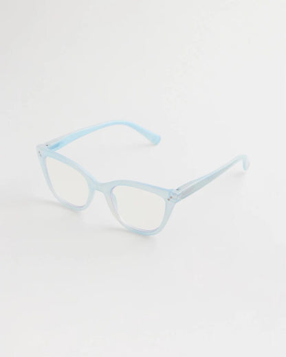 Chico's Pearlescent Cat Eye Readers Light Blue