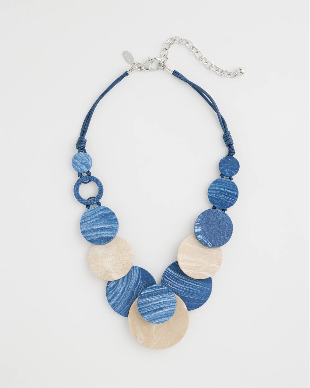 Chico's Chico's Originals Blue Neutral Wood Bib Necklace Blue Multi