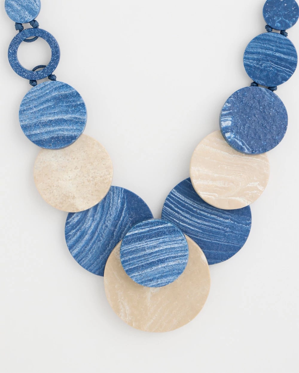 Chico's Chico's Originals Blue Neutral Wood Bib Necklace Blue Multi