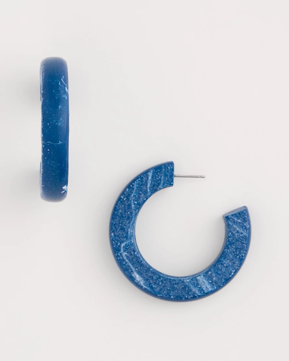 Chico's Blue-Neutral Wood Hoop Earrings Blue Multi