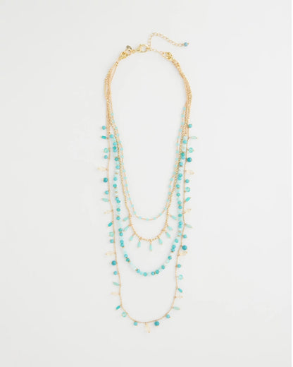 Chico's Multi-Strand Aqua Layering Necklace Aqua